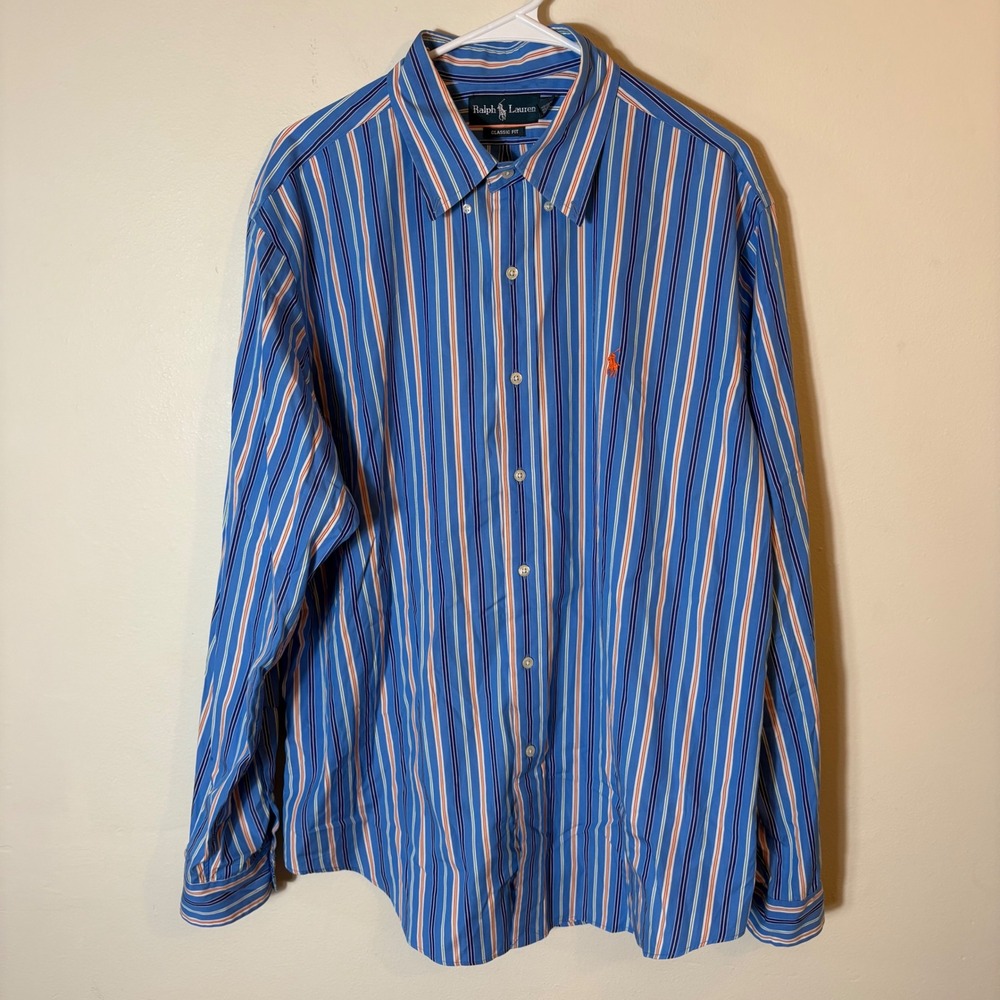Ralph Lauren Men's XL Classic Fit Striped Button‎ Down Long Sleeve Shirt